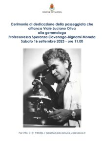 La passeggiata che affianca viale Oliva dedicata a Speranza Cavenaghi-Bignami Moneta gemmologa di fama mondiale