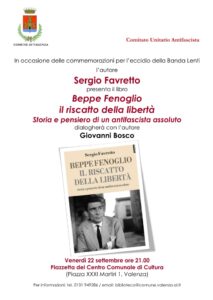 Sergio Favretto dialoga con Giovanni Bosco su ‘Beppe Fenoglio il riscatto della libertà’