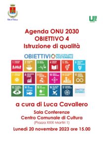 Agenda Onu 2030, Istruzione di Qualità: una conferenza al Centro Comunale di Cultura