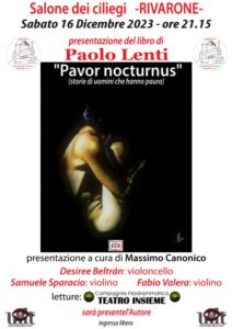 Rivarone, sabato Paolo Lenti presenta ‘Pavor nocturnus’