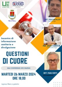 ‘Questioni di cuore’ martedì all’Avis Valenza