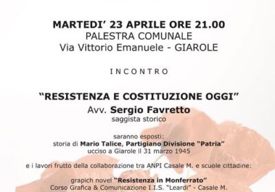 Giarole, Sergio Favretto oratore per il 25 aprile