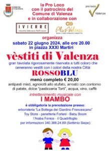 Torna Vèstiti di Valenza, a tavola in rossoblu