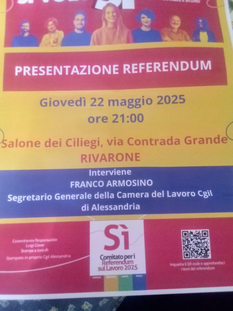 Rivarone, si parla dei referendum al Salone dei Ciliegi