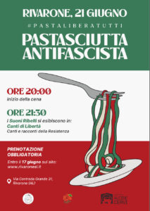 Rivarone, sabato 21 c’è la ‘Pastasciutta antifascista’