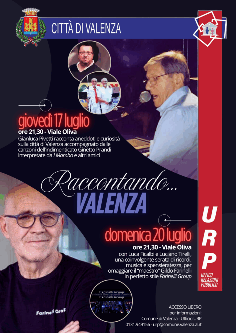 Il 17 e il 20 luglio c’è Raccontando Valenza