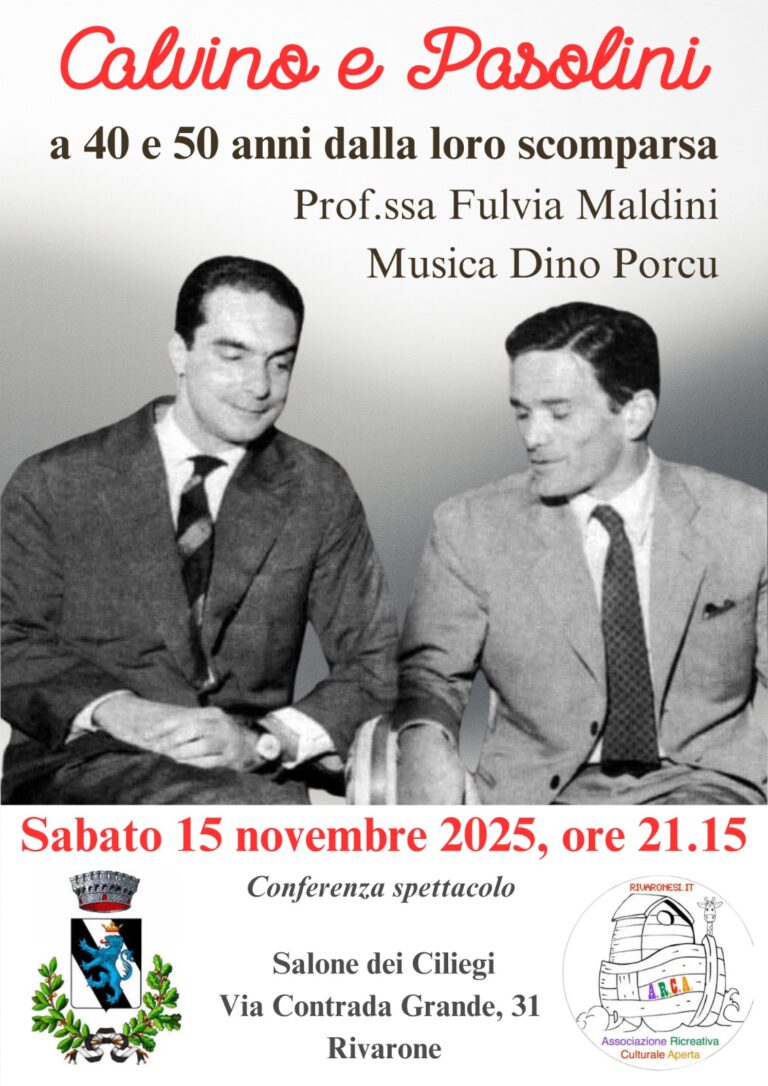Rivarone, serata per ricordare Calvino e Pasolini
