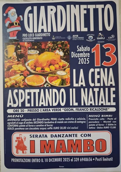 Giardinetto, ‘La cena aspettando il Natale’
