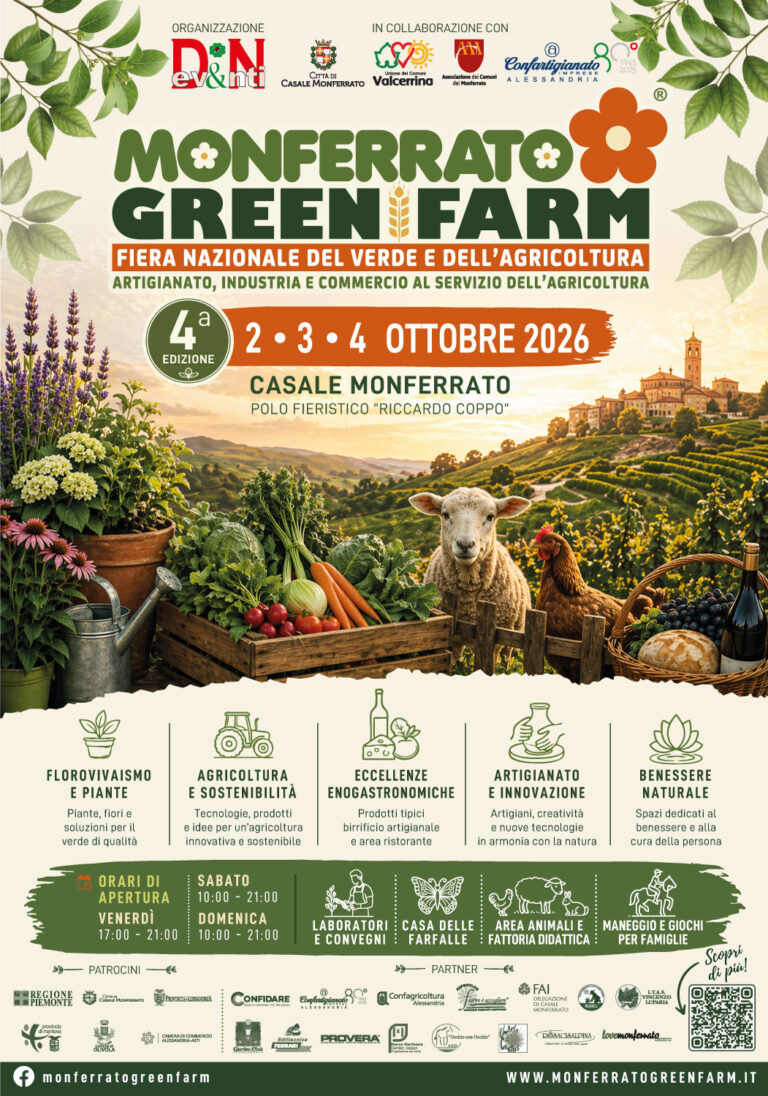 Monferrato Green Farm 2026, Fiera del Verde e dell’Agricoltura. Molte novità per una fiera sempre più specialistica